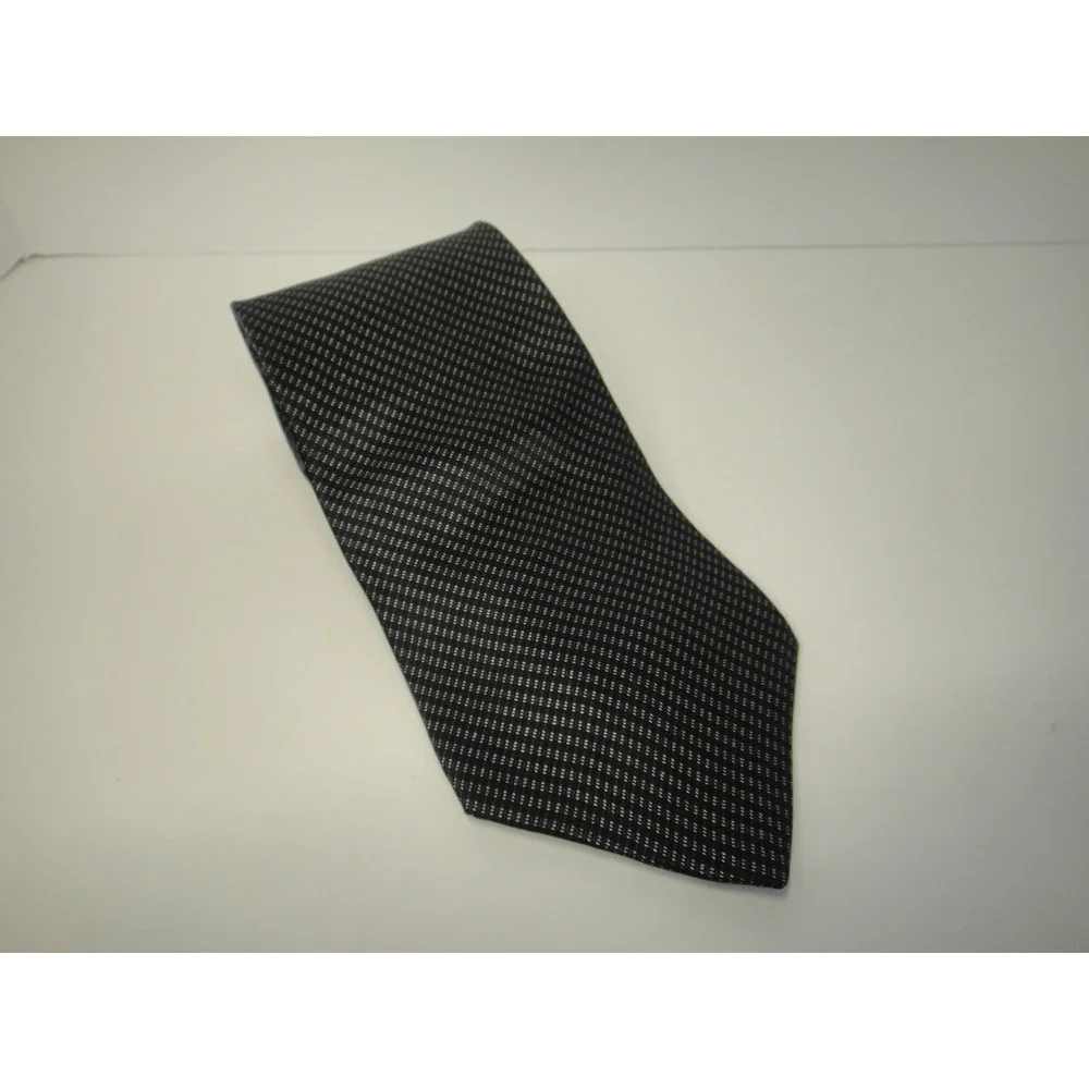 Stafford Executive Men's Black Charcoal Micro Pattern 100% Silk Necktie Tie Tack
